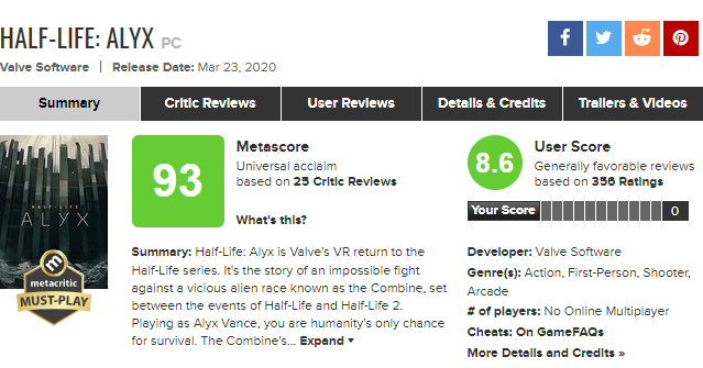 《半条命：Alyx》媒体评分出炉：IGN给出10分满分好评.png