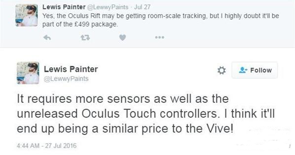 Oculus Touch控制器价格引发用户强烈不满