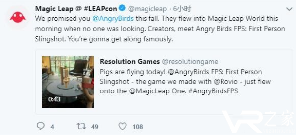 《愤怒的小鸟：FPS》已经上线Magic Leap One应用商店.png